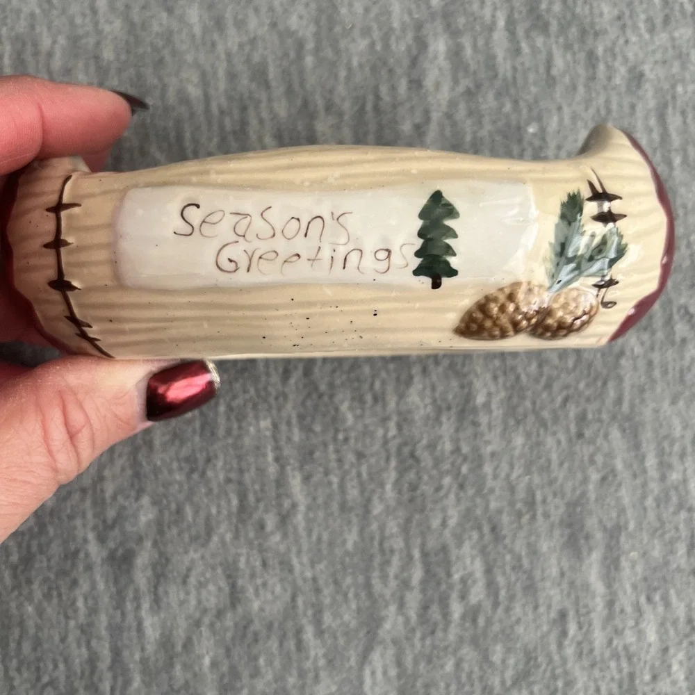 St. Nicholas Square Heartland Salt‎ & Pepper Set Bear Reindeer Rustic Ceramic